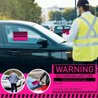 "No Parking Any Time" Pink Very Hard to Remove Parking Stickers - Vegan America