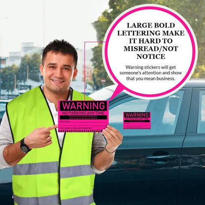 "No Parking Any Time" Pink Very Hard to Remove Parking Stickers - Vegan America