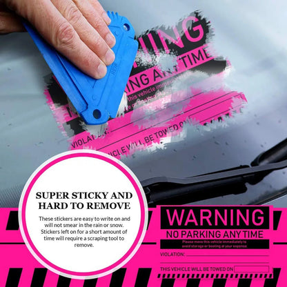 "No Parking Any Time" Pink Very Hard to Remove Parking Stickers - Vegan America