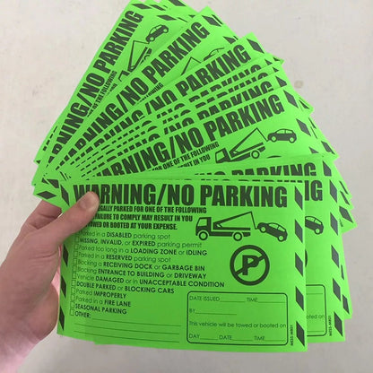 "Warning / No Parking" Green Very Hard to Remove Parking Stickers - Vegan America