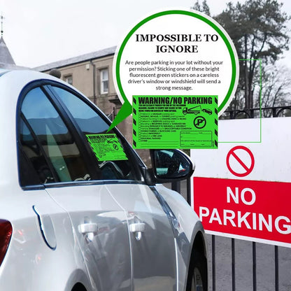 "Warning / No Parking" Green Very Hard to Remove Parking Stickers - Vegan America