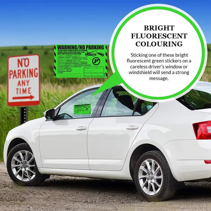 "Warning / No Parking" Green Very Hard to Remove Parking Stickers - Vegan America