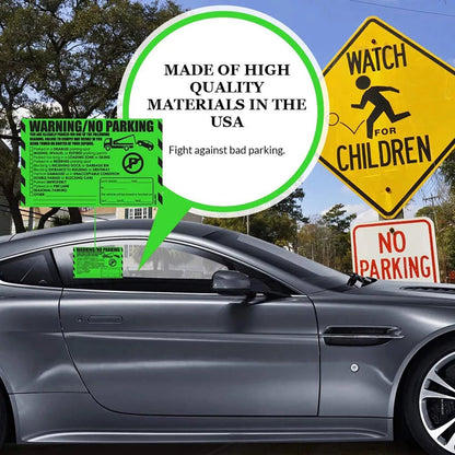 "Warning / No Parking" Green Very Hard to Remove Parking Stickers - Vegan America