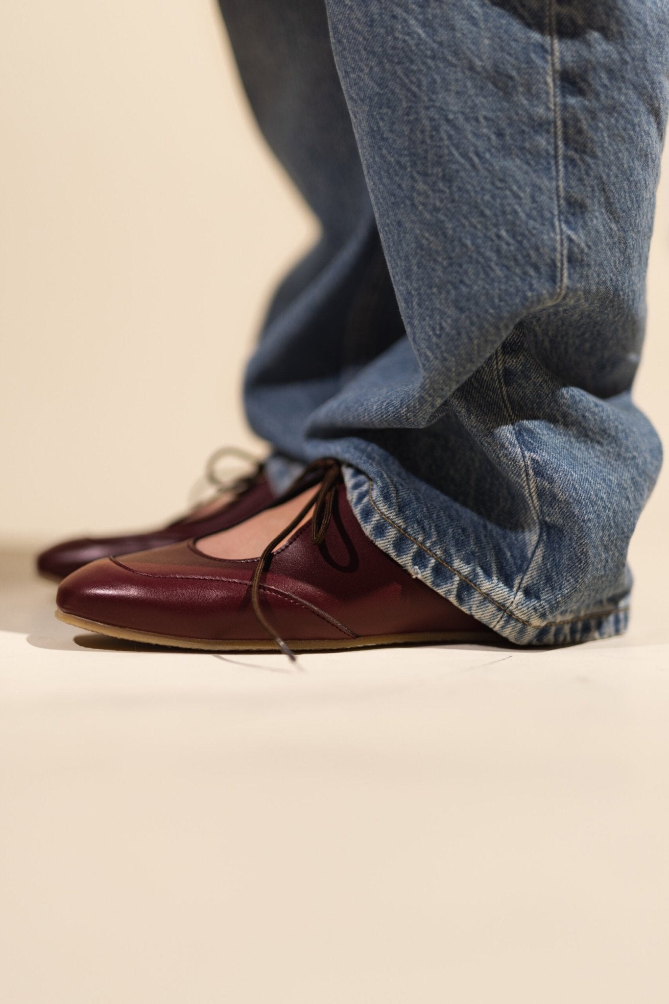 LOUISE (smooth burgundy) – vegan ballerina flats made from plant - based leather - Vegan America