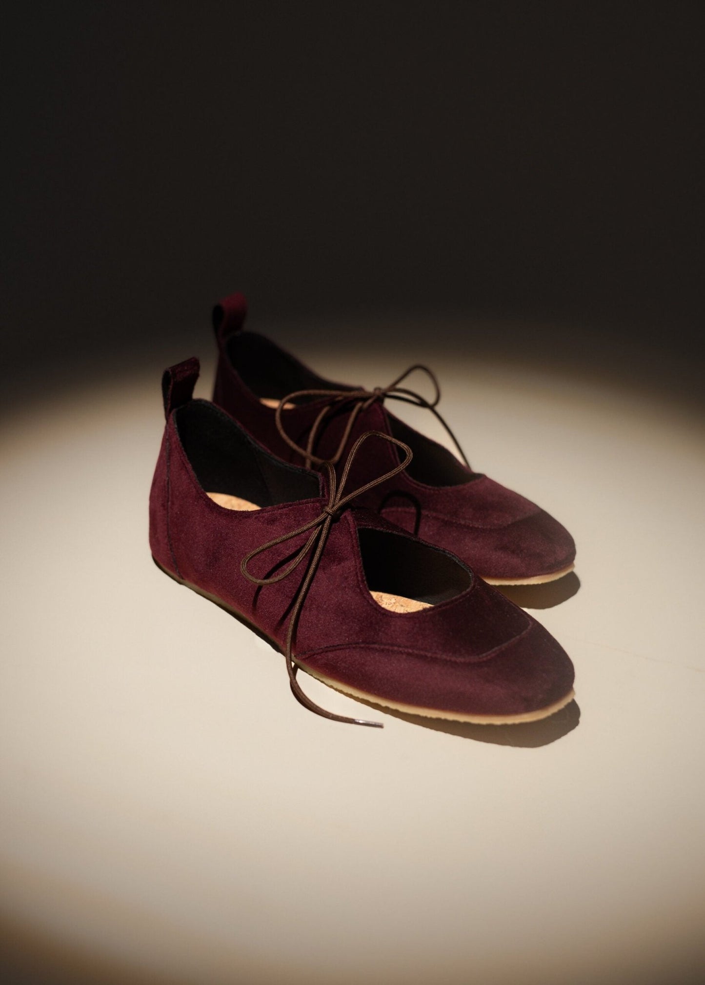 LOUISE (velvet burgundy) – vegan ballerina flats made from plant - based leather - Vegan America