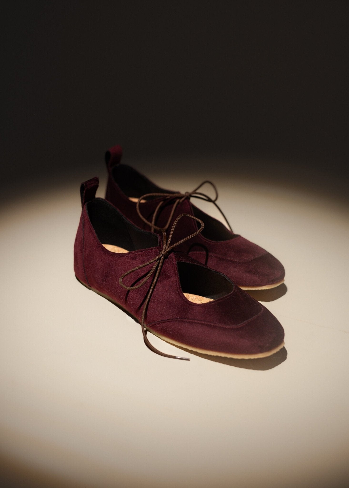 LOUISE (velvet burgundy) – vegan ballerina flats made from plant - based leather - Vegan America