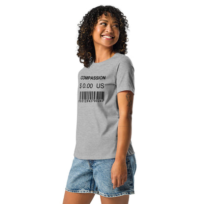 Women's Relaxed T-Shirt (Compassion is Free with Barcode) - Vegan America