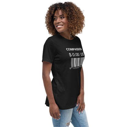 Women's Relaxed T-Shirt (Compassion is Free with Barcode) - Vegan America