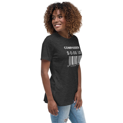 Women's Relaxed T-Shirt (Compassion is Free with Barcode) - Vegan America