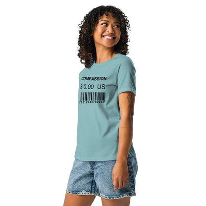 Women's Relaxed T-Shirt (Compassion is Free with Barcode) - Vegan America