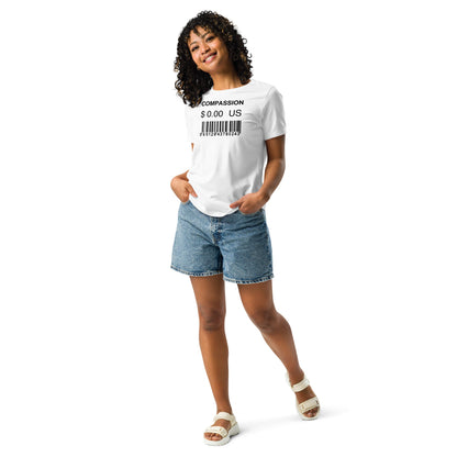 Women's Relaxed T-Shirt (Compassion is Free with Barcode) - Vegan America