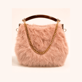 Faux Fur Bag with Detachable 24K Gold Chunky Chain - Vegan America