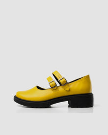 Twin Mary Jane Vegan Corn Leather Ballerinas | Yellow - Vegan America