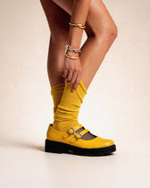 Twin Mary Jane Vegan Corn Leather Ballerinas | Yellow - Vegan America