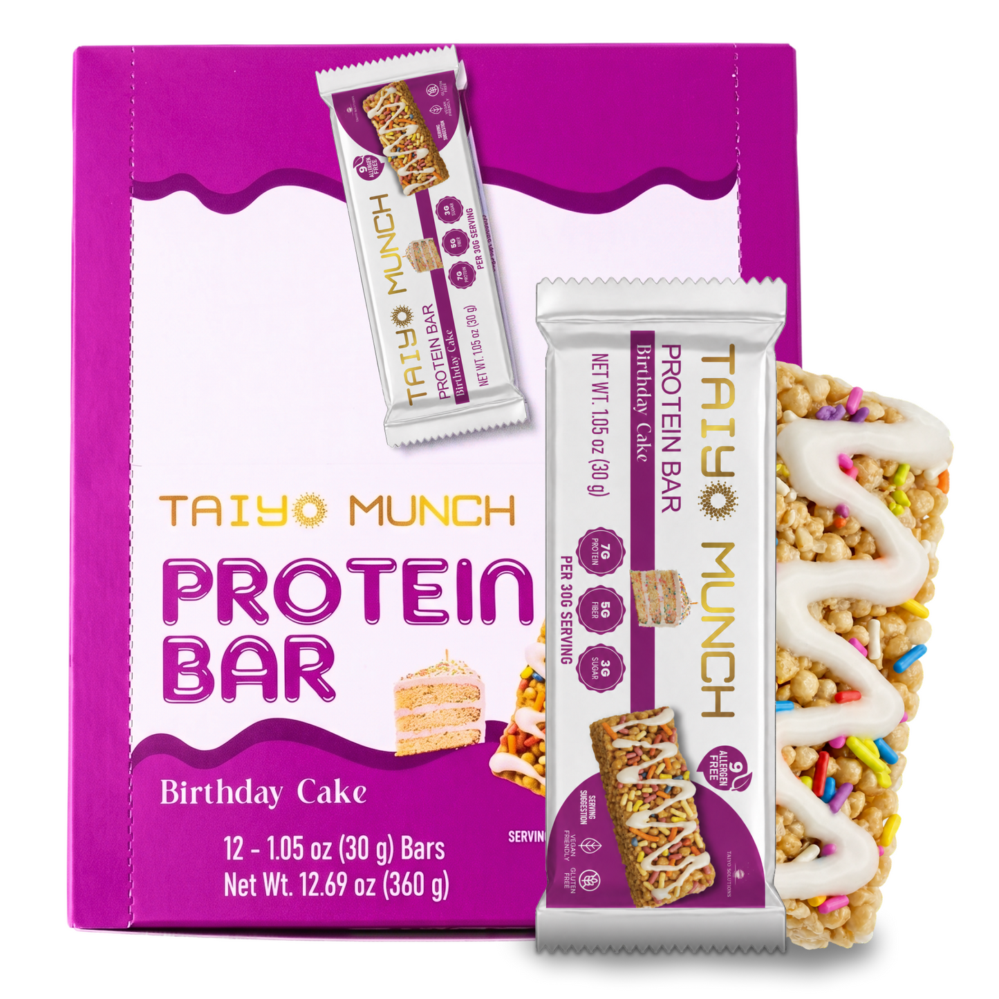 Taiyo Munch - Vegan, GF, Allergen-Free, Kosher Protein Bars - 12-Pack