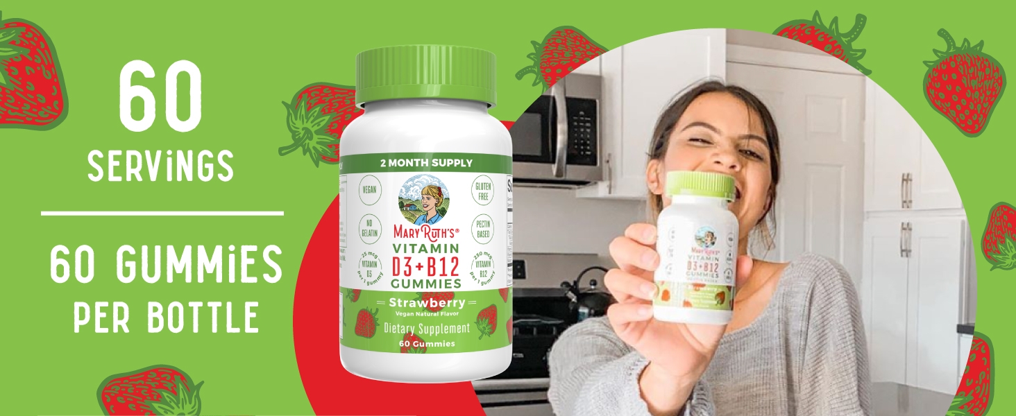 vitamin d3 + b12 gummies strawberry 