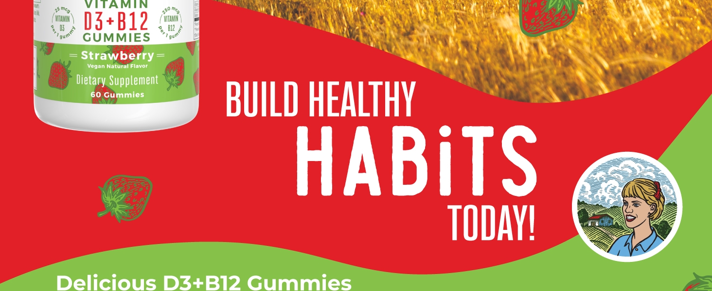 vitamin d3 + b12 gummies strawberry 